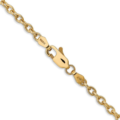 14K Gelbgold 3.2mm Rund Offen Glieder Ankerkette mit Karabinerverschluss Halskette