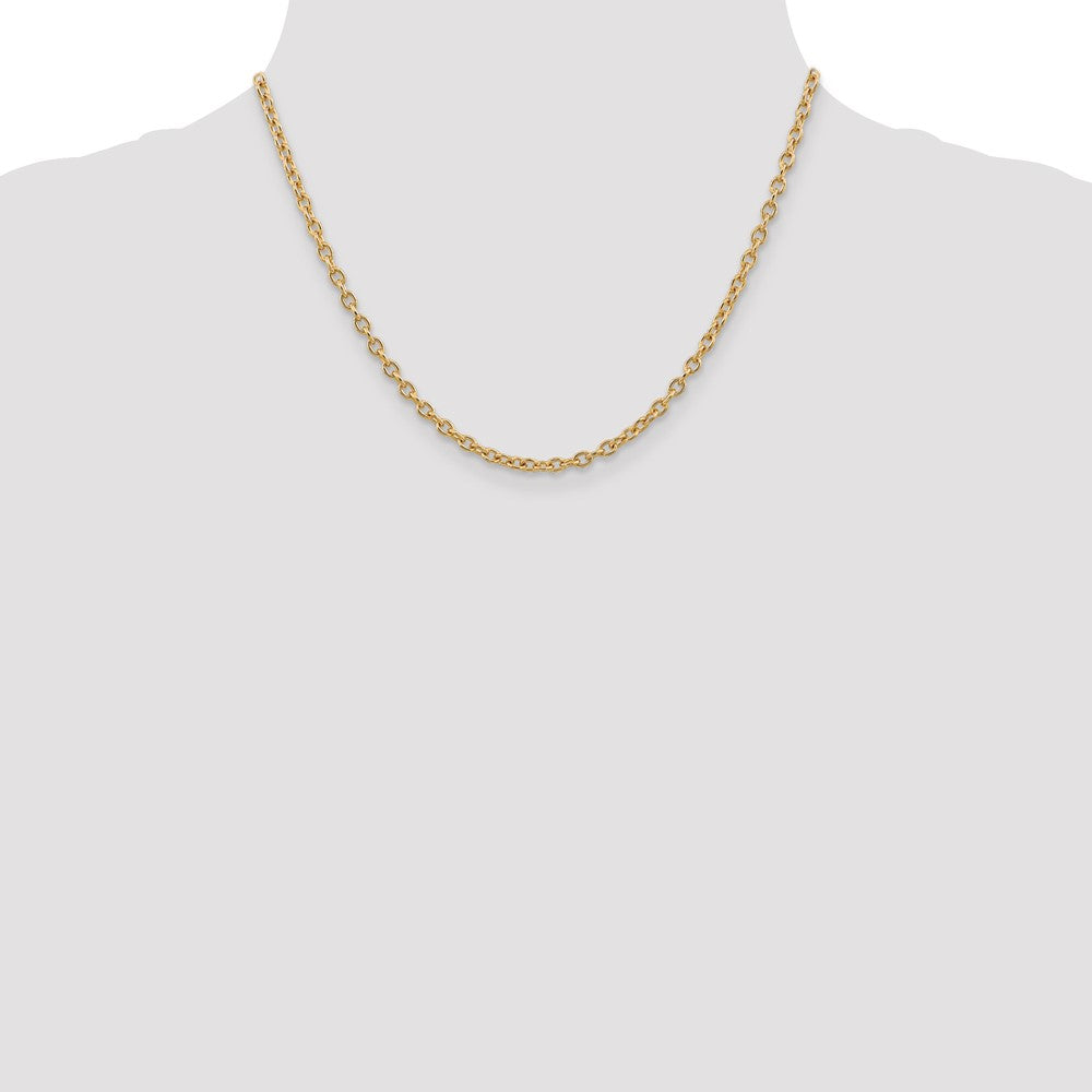 14K Gelbgold 3.2mm Rund Offen Glieder Ankerkette mit Karabinerverschluss Halskette
