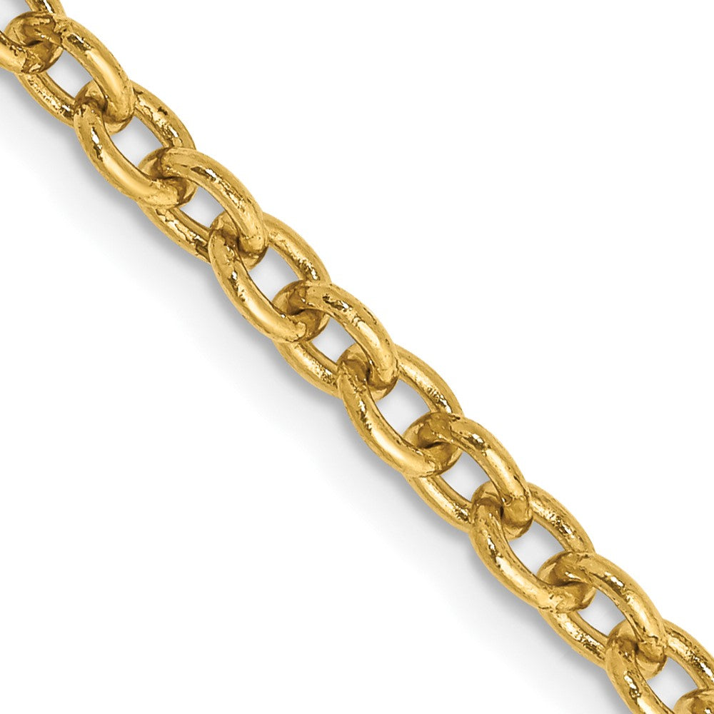 14K Gelbgold 3.2mm Rund Offen Glieder Ankerkette mit Karabinerverschluss Halskette
