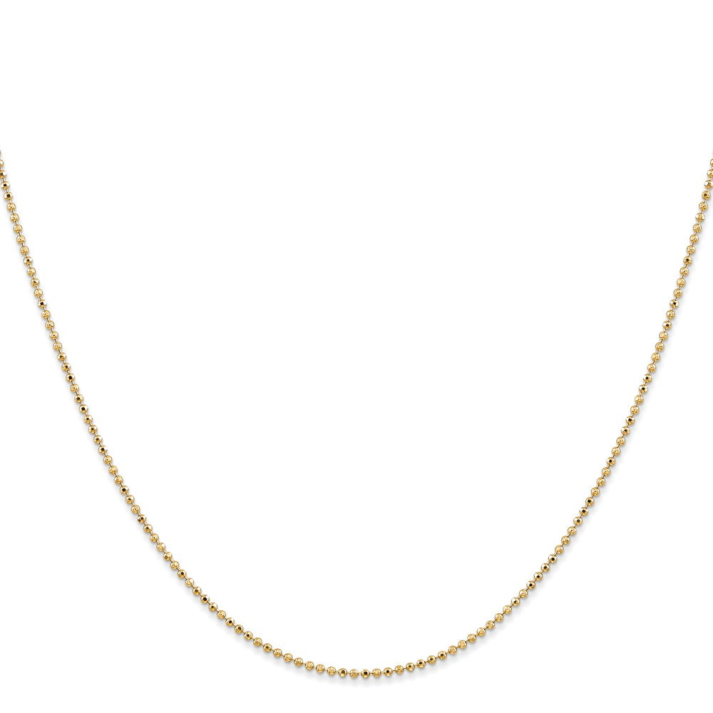 14K Gelbgold 1.2mm Diamantiert Gekugelt mit Lobter Verschluss Anhänger Halskette