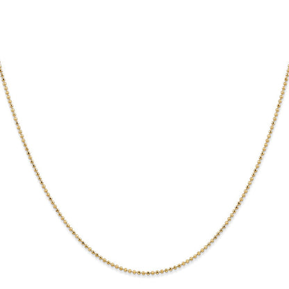 14K Gelbgold 1.2mm Diamantiert Gekugelt mit Lobter Verschluss Anhänger Kinder Halskette