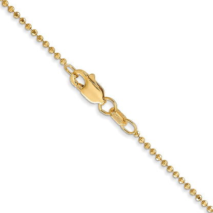 14K Gelbgold 1.2mm Diamantiert Gekugelt mit Lobter Verschluss Anhänger Kinder Halskette