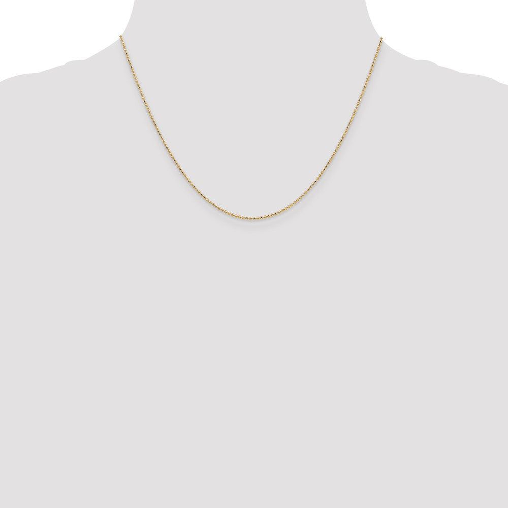 14K Gelbgold 1.2mm Diamantiert Gekugelt mit Lobter Verschluss Anhänger Halskette