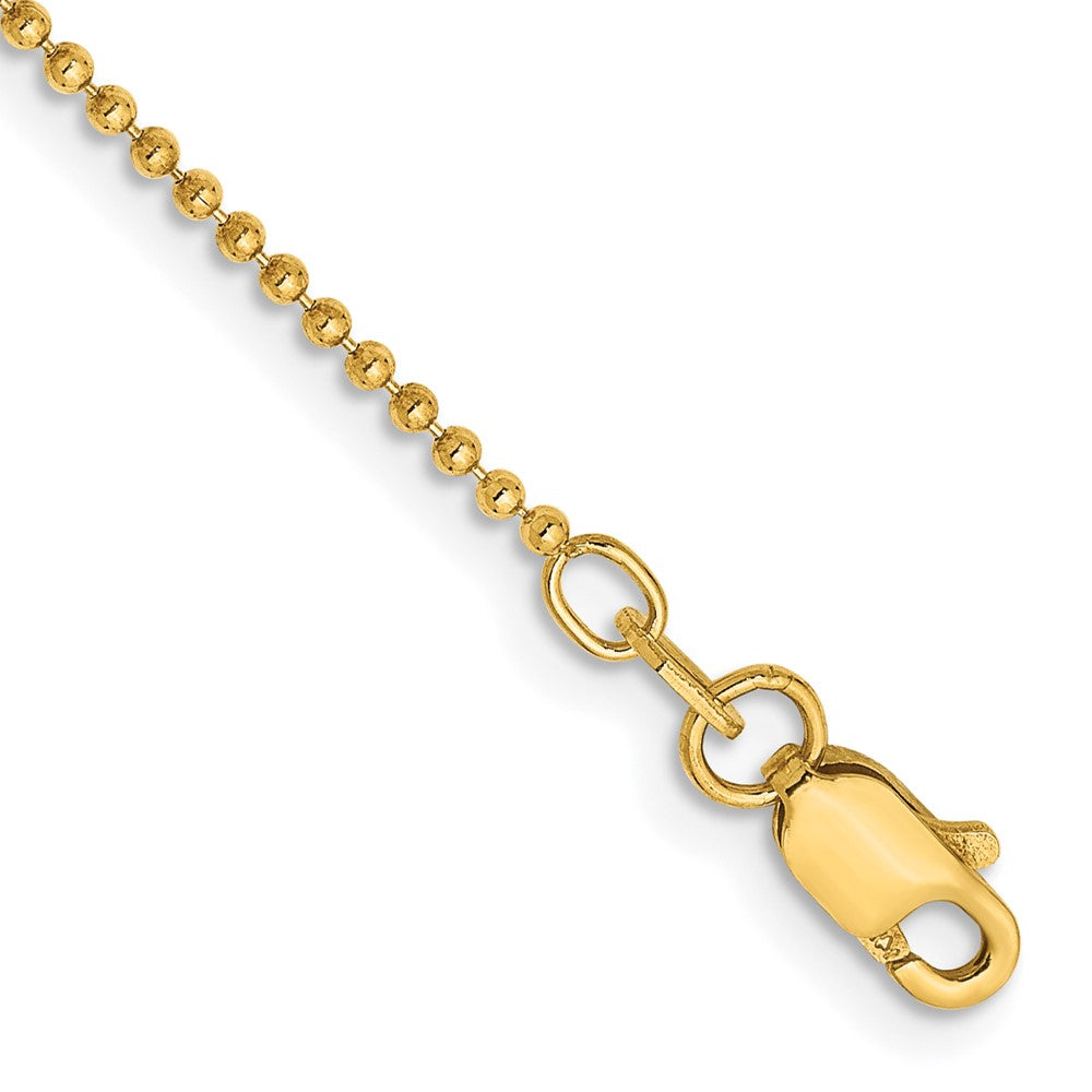 14K Gelbgold 1.2mm Diamantiert Gekugelt mit Lobter Verschluss Kette Fußkettchen