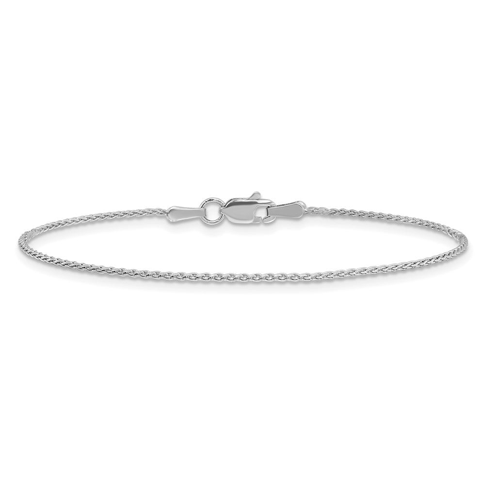 14K Weißgold 1.2mm Parisian Weizen mit Karabinerverschluss Kette Fußkettchen