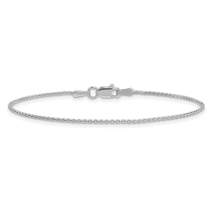 14K Weißgold 1.2mm Parisian Weizen mit Karabinerverschluss Kette Fußkettchen