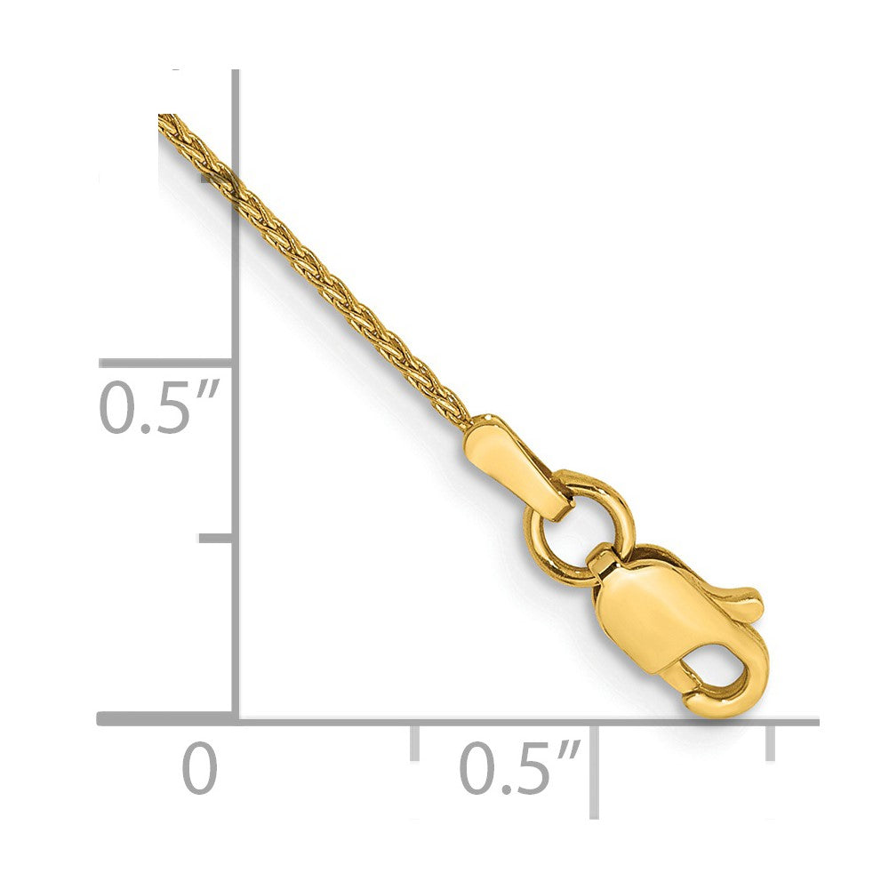 14K Gelbgold 1mm Parisian Weizen mit Karabinerverschluss Kette Fußkettchen
