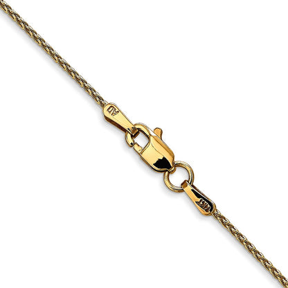 14K Gelbgold 1.2mm Parisian Weizen mit Karabinerverschluss Halskette