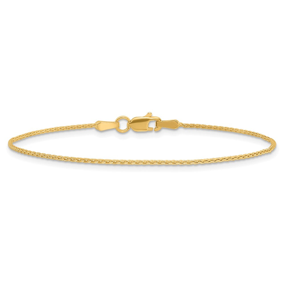 14K Gelbgold 1.2mm Parisian Weizen mit Karabinerverschluss Kette Fußkettchen