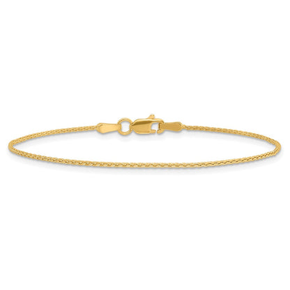 14K Gelbgold 1.2mm Parisian Weizen mit Karabinerverschluss Kette Fußkettchen