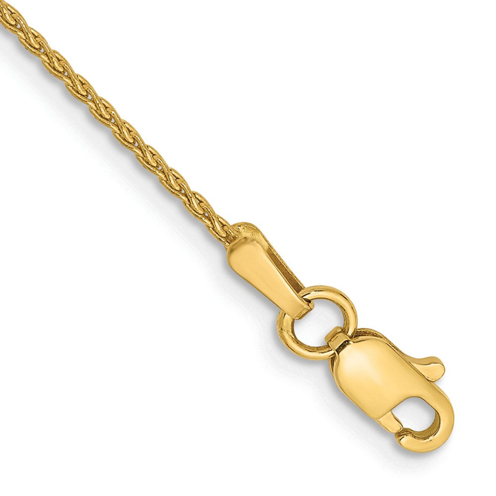 14K Gelbgold 1.2mm Parisian Weizen mit Karabinerverschluss Kette Fußkettchen