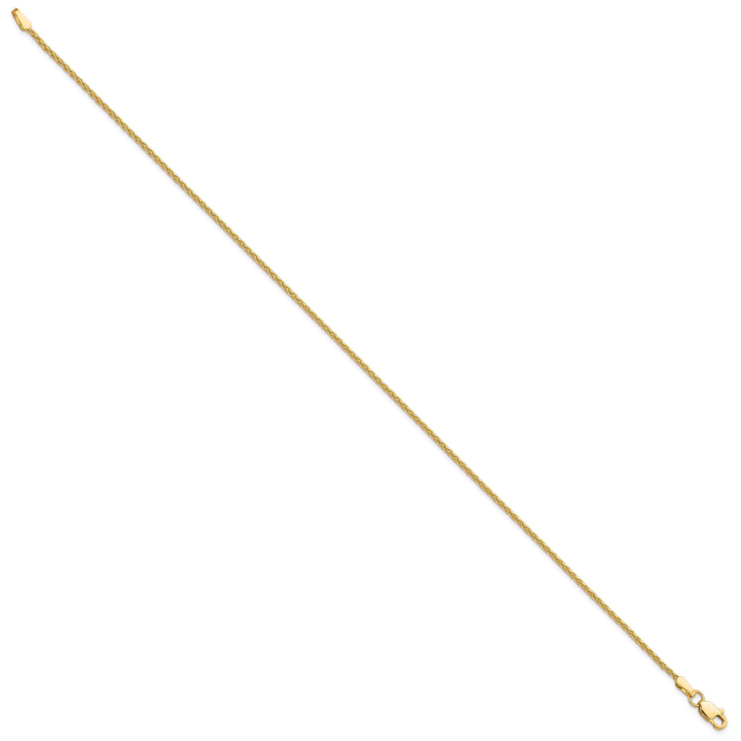 14K Gelbgold 1.5mm Parisian Weizen mit Karabinerverschluss Kette Fußkettchen