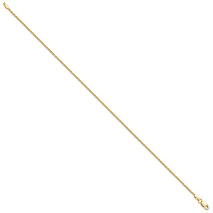 14K Gelbgold 1.5mm Parisian Weizen mit Karabinerverschluss Kette Fußkettchen