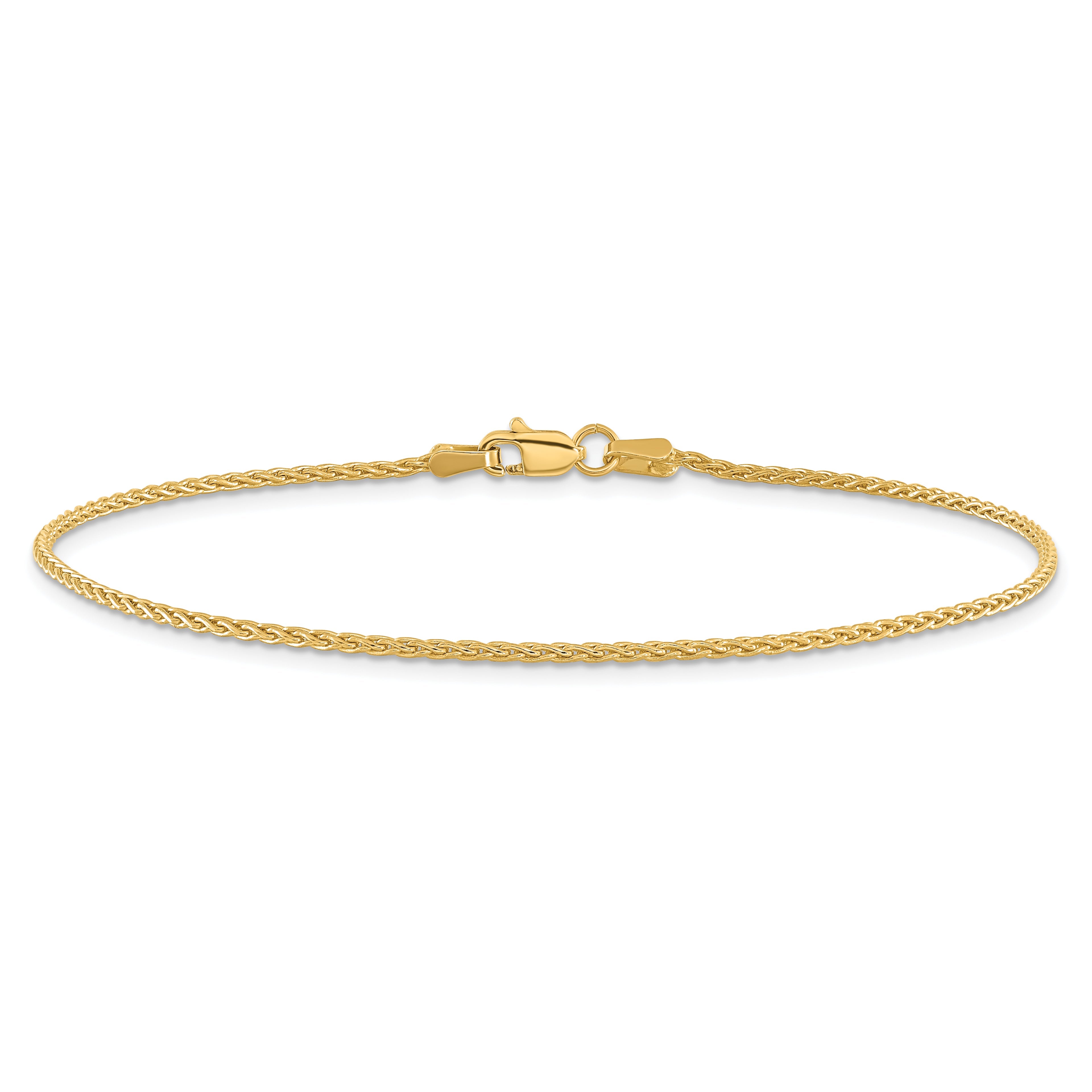 14K Gelbgold 1.5mm Parisian Weizen mit Karabinerverschluss Kette Fußkettchen
