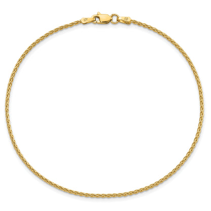 14K Gelbgold 1.5mm Parisian Weizen mit Karabinerverschluss Kette Fußkettchen