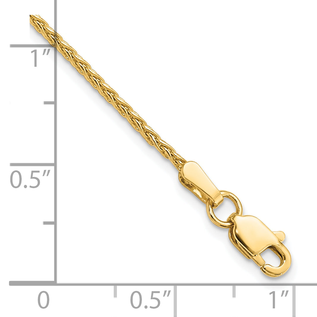 14K Gelbgold 1.5mm Parisian Weizen mit Karabinerverschluss Kette Fußkettchen