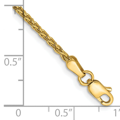 14K Gelbgold 1.75mm Parisian Weizen mit Karabinerverschluss Gliederarmband
