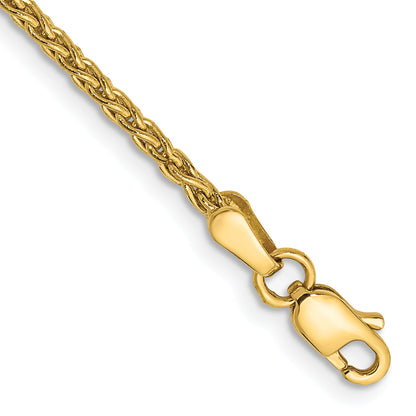 14K Gelbgold 1.75mm Parisian Weizen mit Karabinerverschluss Gliederarmband