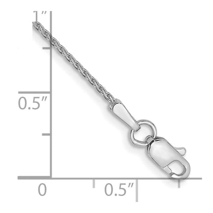 14K Weißgold 1mm Diamantiert Parisian Weizen mit Karabinerverschluss Kette Fußkettchen