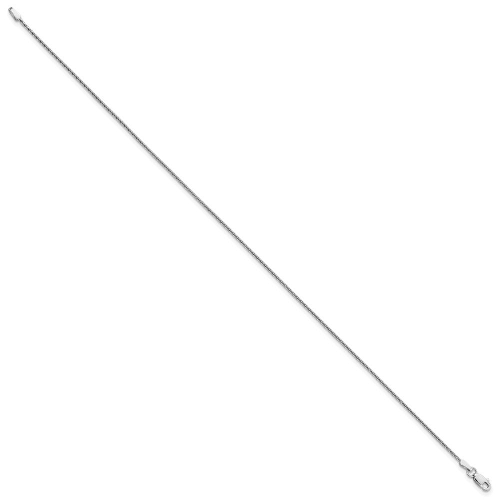 14K Weißgold 1.5mm Diamantiert Parisian Weizen mit Karabinerverschluss Kette Fußkettchen