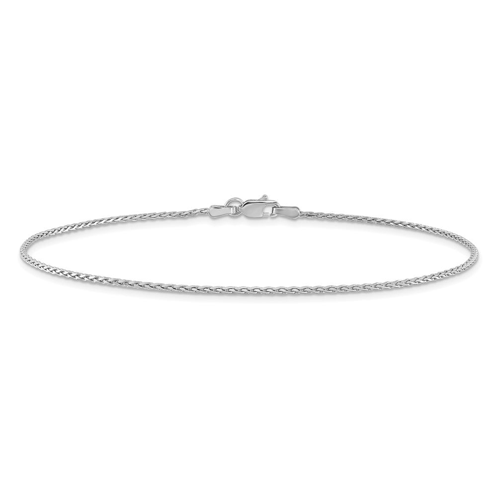 14K Weißgold 1.5mm Diamantiert Parisian Weizen mit Karabinerverschluss Kette Fußkettchen