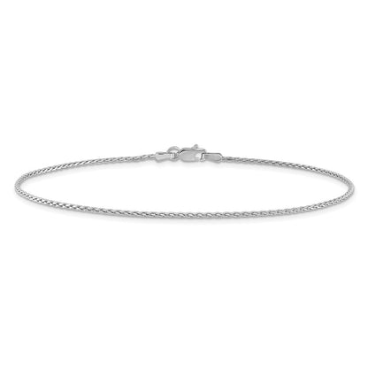 14K Weißgold 1.5mm Diamantiert Parisian Weizen mit Karabinerverschluss Kette Fußkettchen