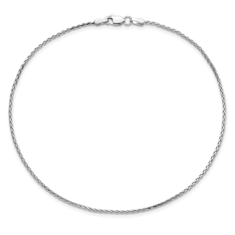 14K Weißgold 1.5mm Diamantiert Parisian Weizen mit Karabinerverschluss Kette Fußkettchen