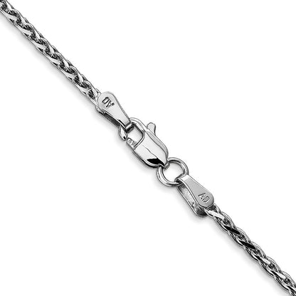 14K Weißgold 1.9mm Diamantiert Parisian Weizen mit Karabinerverschluss Halskette
