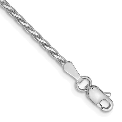 14K Weißgold 1.9mm Diamantiert Parisian Weizen mit Karabinerverschluss Kette Fußkettchen