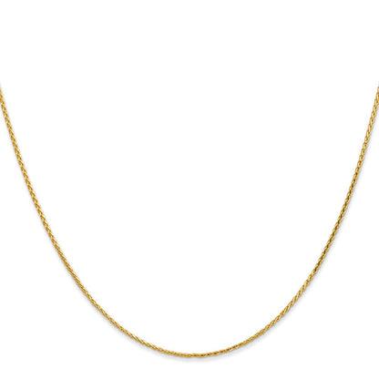 14K Gelbgold 1mm Diamantiert Parisian Weizen mit Karabinerverschluss Halskette