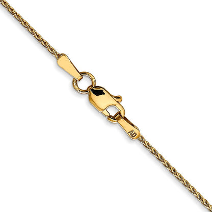 14K Gelbgold 1mm Diamantiert Parisian Weizen mit Karabinerverschluss Halskette