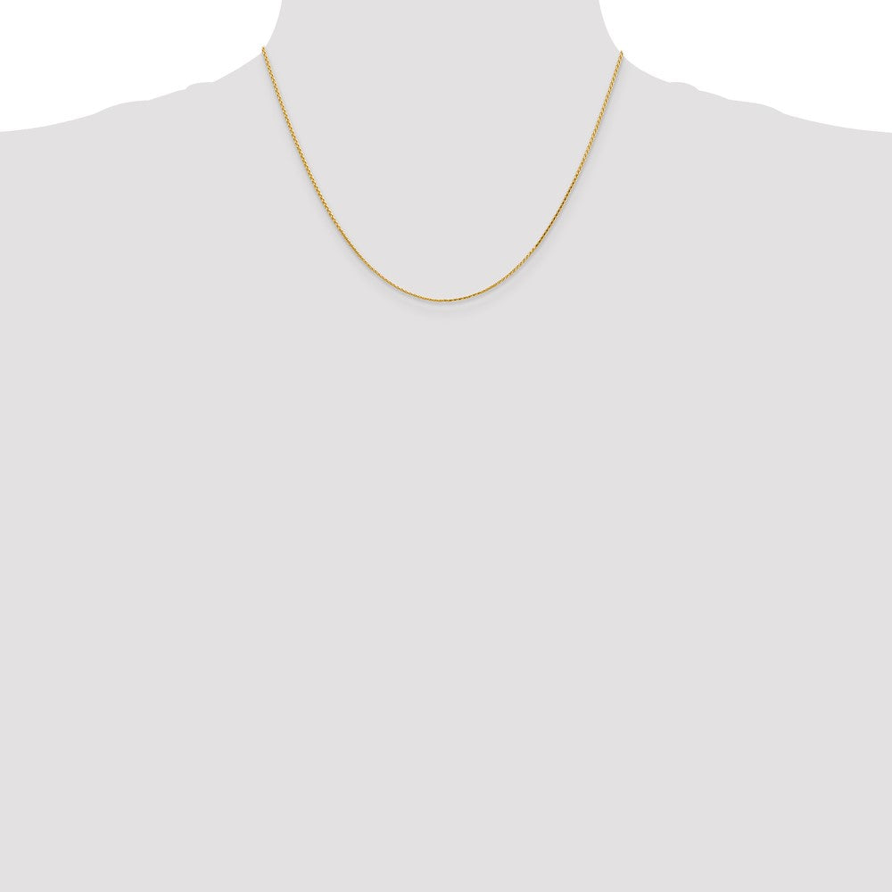 14K Gelbgold 1mm Diamantiert Parisian Weizen mit Karabinerverschluss Halskette