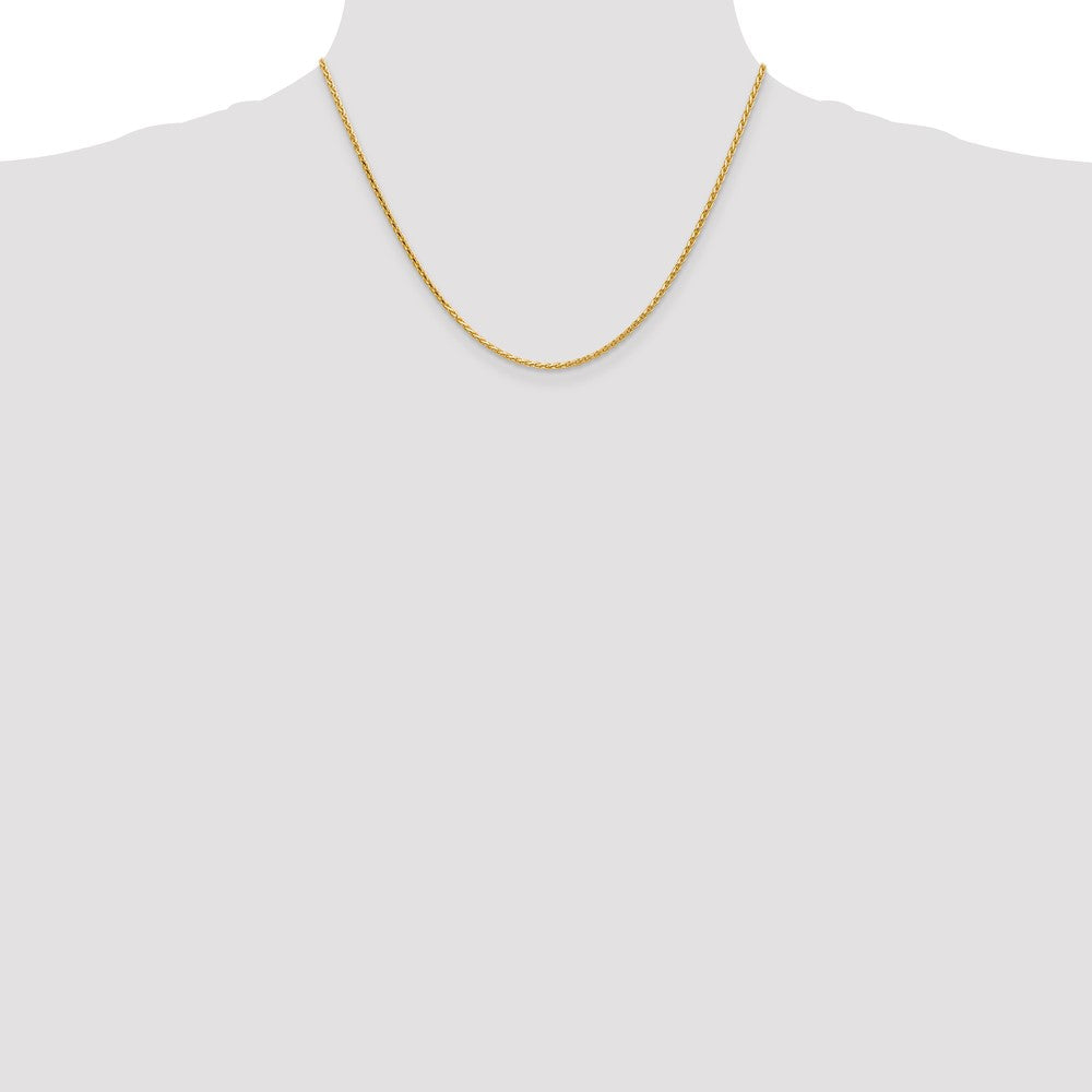 14K Gelbgold 1.9mm Diamantiert Parisian Weizen mit Karabinerverschluss Halskette