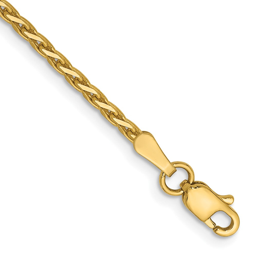 14K Gelbgold 1.9mm Diamantiert Parisian Weizen mit Karabinerverschluss Gliederarmband