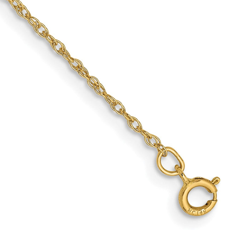 14K Gelbgold.8mm Licht Baby Kordel mit Federring Verschluss Kette Fußkettchen