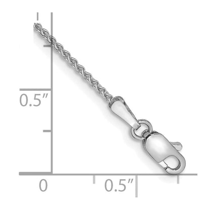 14K Weißgold 1.25mm Ährenkette mit Karabinerverschluss Kette Fußkettchen