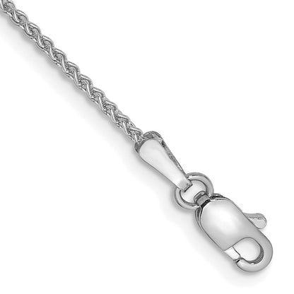 14K Weißgold 1.25mm Ährenkette mit Karabinerverschluss Gliederarmband