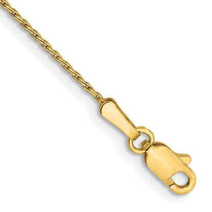 14K Gelbgold 7 Zoll 1mm Rund Parisian Weizen mit Karabinerverschluss Armband