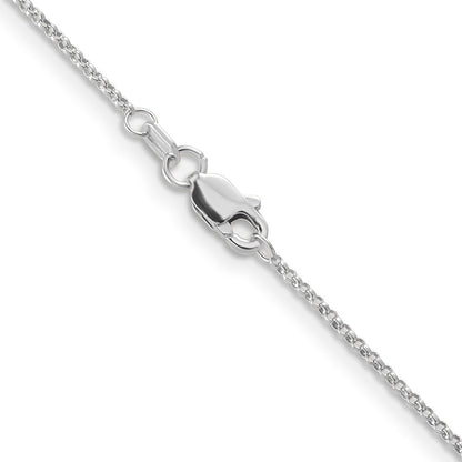 14K Weißgold 1.15mm Erbs mit Karabinerverschluss Anhänger Halskette