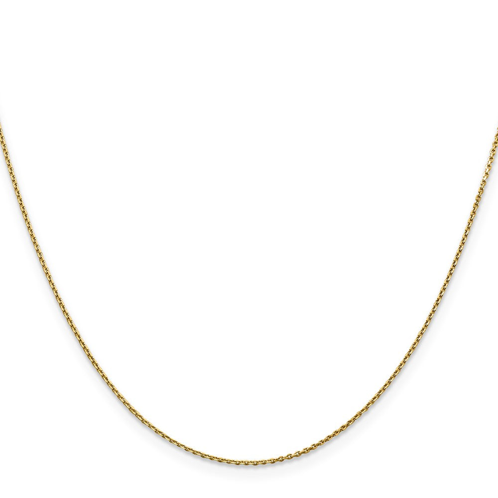 14K Gelbgold.9mm Diamantiert Rund Offen Glieder Ankerkette mit Karabinerverschluss Halskette