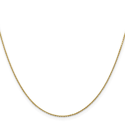 14K Gelbgold.9mm Diamantiert Rund Offen Glieder Ankerkette mit Karabinerverschluss Halskette