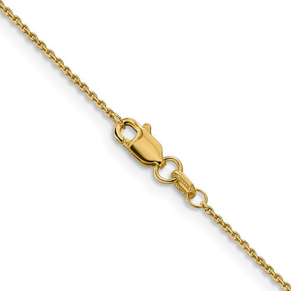 14K Gelbgold.9mm Diamantiert Rund Offen Glieder Ankerkette mit Karabinerverschluss Halskette