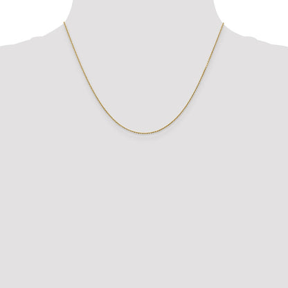 14K Gelbgold.9mm Diamantiert Rund Offen Glieder Ankerkette mit Karabinerverschluss Halskette