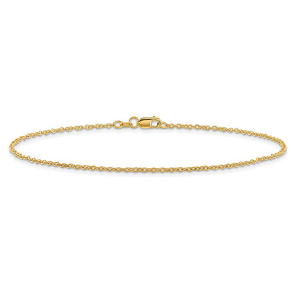 14K Gelbgold 1.4mm Forzantine Ankerkette mit Karabinerverschluss Kette Fußkettchen
