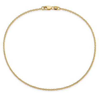 14K Gelbgold 1.4mm Forzantine Ankerkette mit Karabinerverschluss Kette Fußkettchen