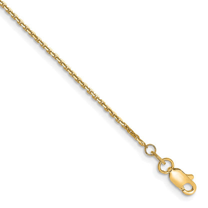 14K Gelbgold 1.2mm Diamantiert Ankerkette Kette Fußkettchen