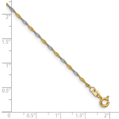 14K Gelbgold mit Rhodium 1.4mm Singapurkette Gliederarmband