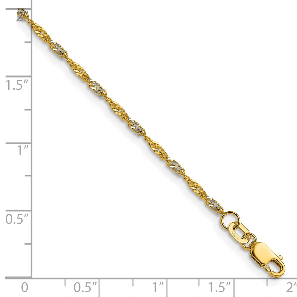 14K Gelbgold mit Rhodium 1.65mm Singapurkette Gliederarmband