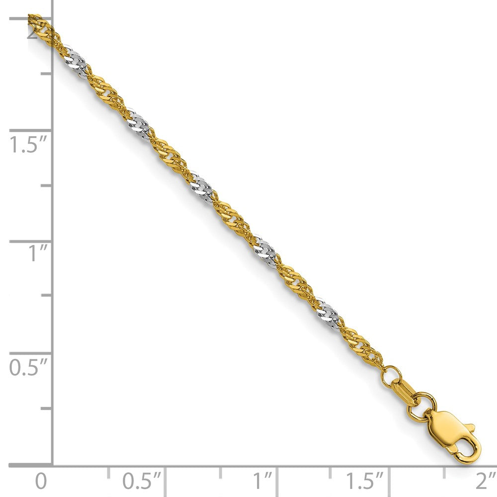 14K Gelbgold mit Rhodium 1.9mm Singapurkette Gliederarmband