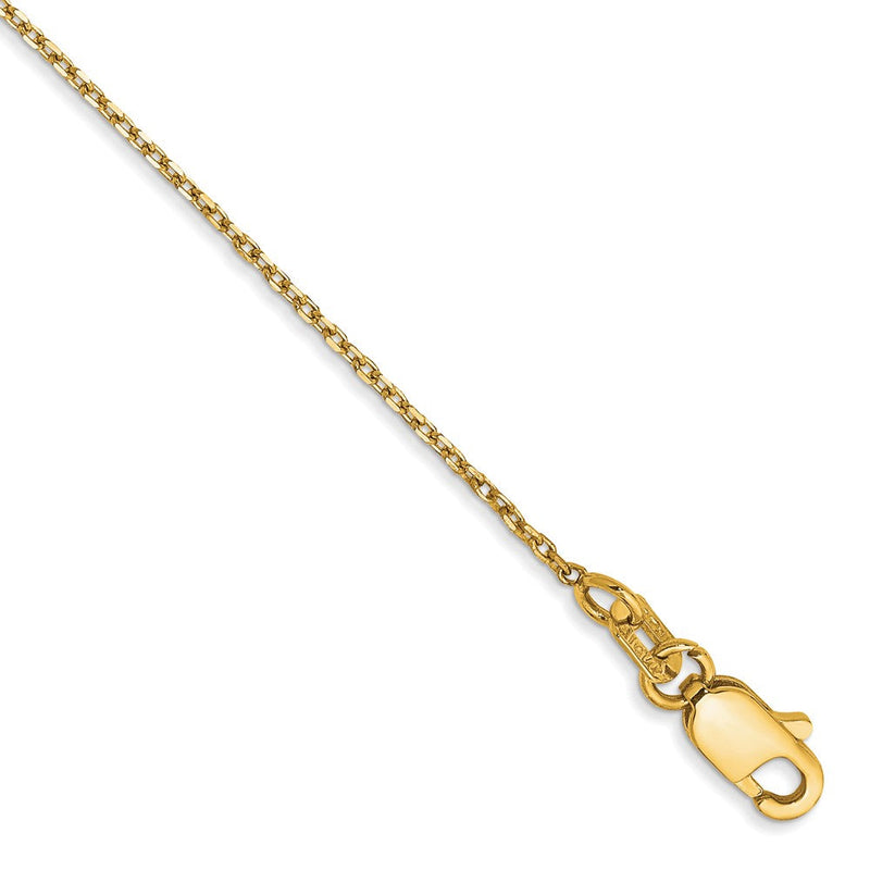 14K Gelbgold 1.0mm Diamantiert Forzantine Ankerkette Kette Fußkettchen
